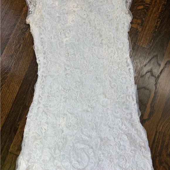 chinese dress ladies Y2K BETSEY JOHNSON White Lace Milkmaid Dress (XS)